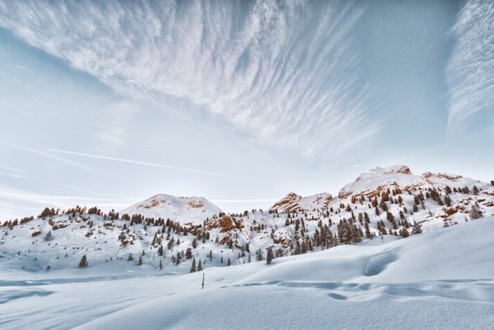 landscape photo of mountain filled with snow