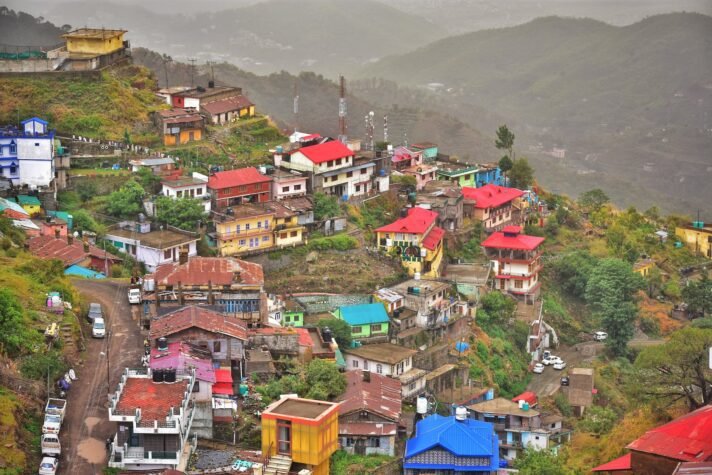 aerial view of houses on mountain